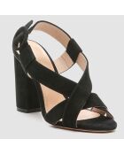 Sandales en Velours de Cuir Amepa noires - Talon 8 cm